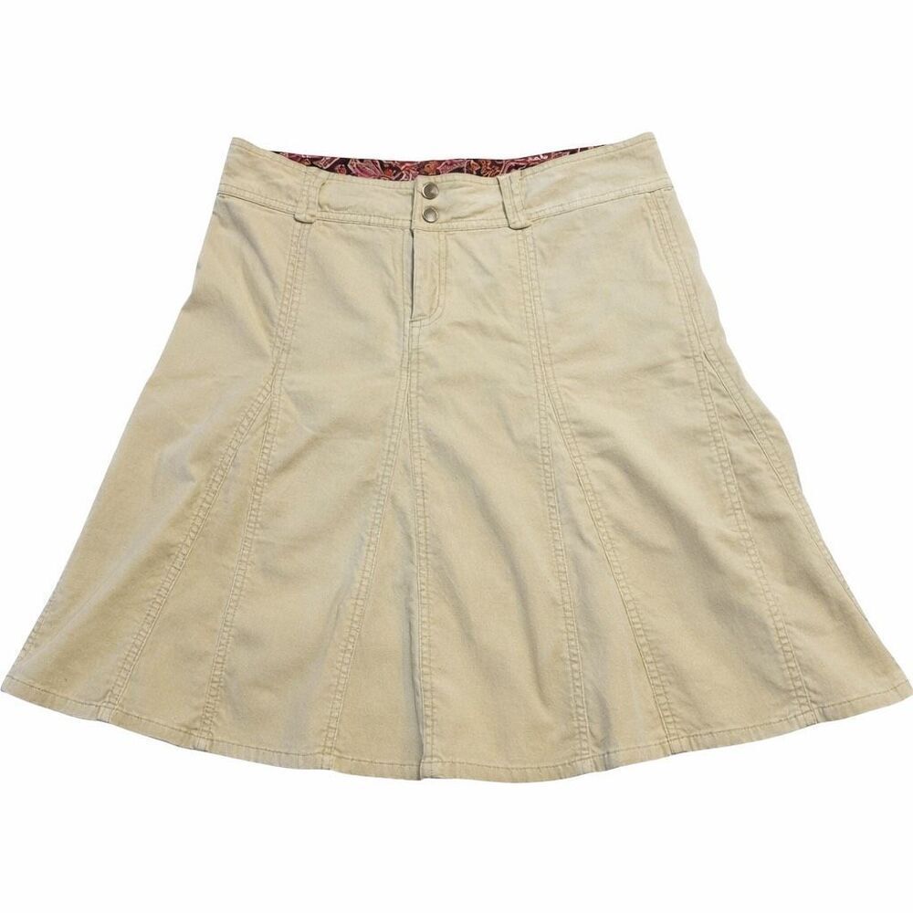 Athleta A-Line Y2K Skirt Cotton Khaki Women Casual Outdoor Hiking Size 10